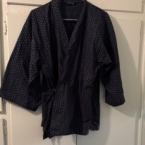 Navy Kimono with White Dots